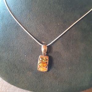 925 silver multi-colored baltic amber pendant